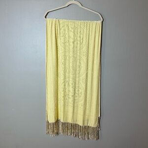 Vintage Silk Velvet Velour Scarf Cream Fringe‎ Victorian Fairycore Whimsical